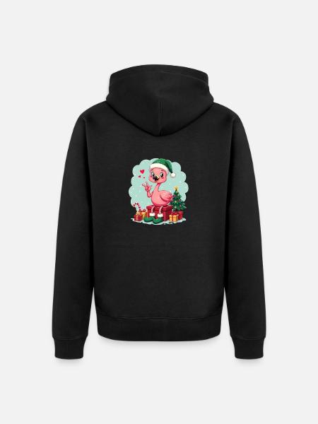 Flamingo Elfe - Unisex Premium Bio Zip Hoodie - Schwarz