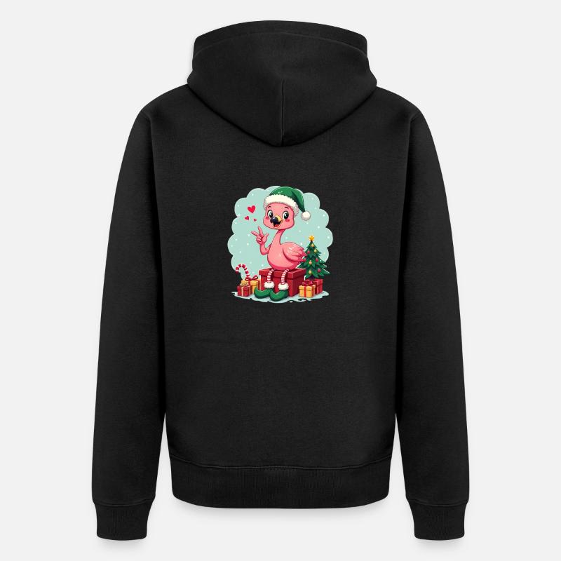 Flamingo Elfe - Unisex Premium Bio Zip Hoodie - Schwarz