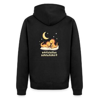 offizielles schlafshirt pärchen T-Rex - Unisex Premium Bio Zip Hoodie - Schwarz - Hinten - Nico (187cm)