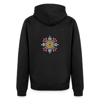 Frost Symbol Stern Winter Schnee - Unisex Premium Bio Zip Hoodie - Schwarz - Hinten - Nico (187cm)