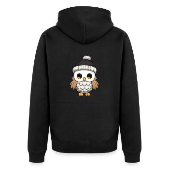 Hibou Chapeau de bande dessinée d’hiver - Veste à capuche bio Premium Unisexe - noir - Dos - Nico (187cm)