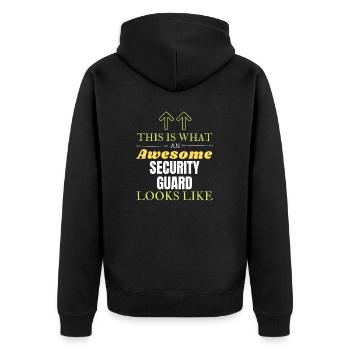 So sieht ein großartiger Wachmann aus - Unisex Premium Bio Zip Hoodie - Schwarz - Hinten - Nico (187cm)
