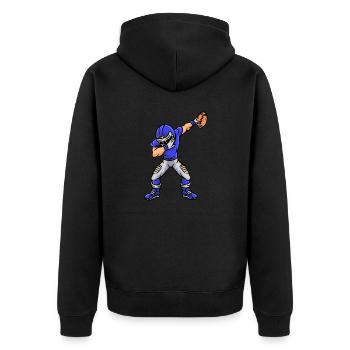 Sport Rugby Dabbing Spieler Fußball - Unisex Premium Bio Zip Hoodie - Schwarz - Hinten - Nico (187cm)