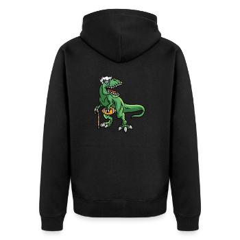 Rugby Fußballer Oma T Rex Fußball - Unisex Premium Bio Zip Hoodie - Schwarz - Hinten - Nico (187cm)