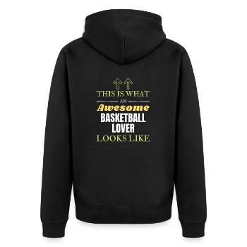 So sieht ein großartiger Basketball-Liebhaber aus - Unisex Premium Bio Zip Hoodie - Schwarz - Hinten - Nico (187cm)
