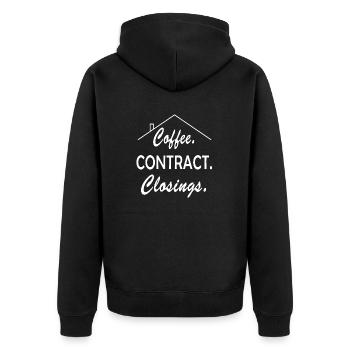 Coffee Contract Closings Real Estate Agent - Unisex Premium Bio Zip Hoodie - Schwarz - Hinten - Nico (187cm)