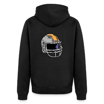 Sport Rugby Fußballer Helm Fußball - Unisex Premium Bio Zip Hoodie - Schwarz - Hinten - Nico (187cm)