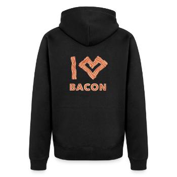 I Love Bacon Grilling Pork Bacon - Unisex Premium Organic Zip Hoodie - black - Back - Nico (187cm)