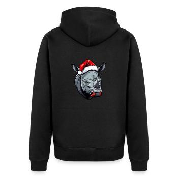 Portrait de Noël Tête de Rhinocéros - Veste à capuche bio Premium Unisexe - noir - Dos - Nico (187cm)