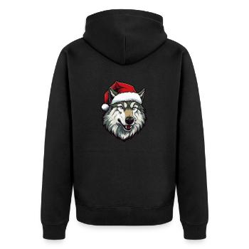 Portrait de Noël tête de loup - Veste à capuche bio Premium Unisexe - noir - Dos - Nico (187cm)