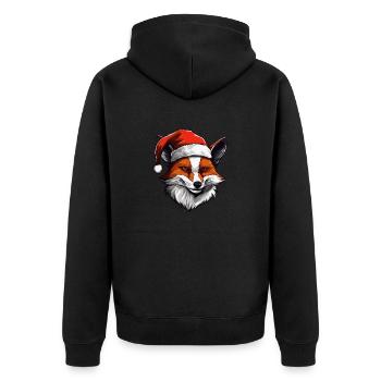 Fuchs Kopf Weihnachten Portät - Unisex Premium Bio Zip Hoodie - Schwarz - Hinten - Nico (187cm)
