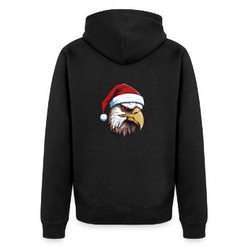Adler Kopf Weihnachten Portät - Unisex Premium Bio Zip Hoodie - Schwarz - Hinten - Nico (187cm)