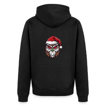 Portrait de Noël tête de hibou - Veste à capuche bio Premium Unisexe - noir - Dos - Nico (187cm)