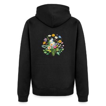 Colorful Wildflowers Bouquet Illustration - Unisex Premium Organic Zip Hoodie - black - Back - Nico (187cm)