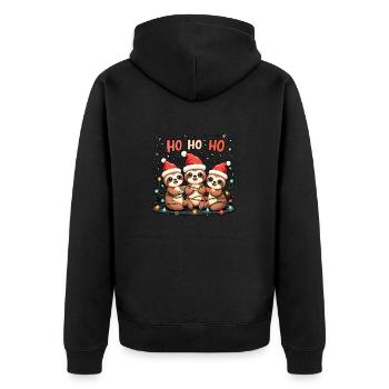 Weihnachtsoutfit Faultier Weihnachts Pyjam - Unisex Premium Bio Zip Hoodie - Schwarz - Hinten - Nico (187cm)