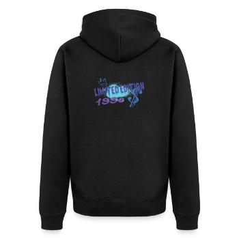 Limited Edition 1990 Geburtstag 1990 Geboren - Unisex Premium Bio Zip Hoodie - Schwarz - Hinten - Nico (187cm)