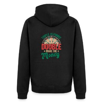 Triple est drôle Double gagner de l’argent Fléchette - Veste à capuche bio Premium Unisexe - noir - Dos - Nico (187cm)