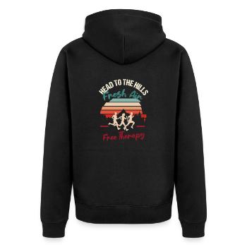 Auf zu den Hügeln Frische Luft, kostenlose Therapie - Unisex Premium Bio Zip Hoodie - Schwarz - Hinten - Nico (187cm)