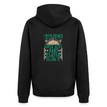 Super Sexy Dart Spieler, der es tötet Dart - Unisex Premium Bio Zip Hoodie - Schwarz - Hinten - Nico (187cm)