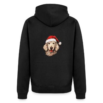 Golden Retriever Dog Head Christmas Portrait - Unisex Premium Organic Zip Hoodie - black - Back - Nico (187cm)