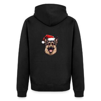 German Shepherd Dog Head Christmas Portrait - Unisex Premium Organic Zip Hoodie - black - Back - Nico (187cm)
