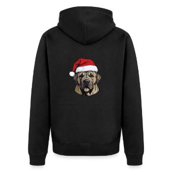 Mastiff Dog Head Christmas Portrait - Unisex Premium Organic Zip Hoodie - black - Back - Nico (187cm)