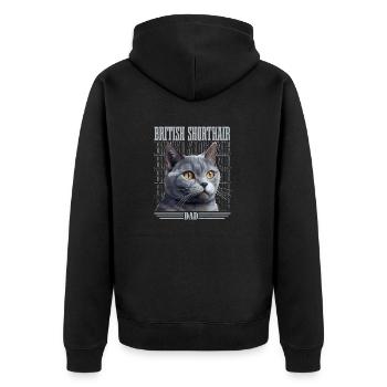British Shorthair Dad Cat Kitten Father - Unisex Premium Bio Zip Hoodie - Schwarz - Hinten - Nico (187cm)