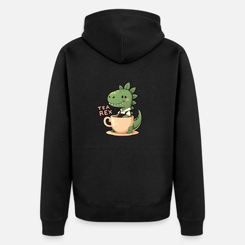 Tea Rex TRex Lederhose - Unisex Premium Bio Zip Hoodie - Schwarz