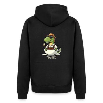 Tea Rex - Unisex Premium Bio Zip Hoodie - Schwarz - Hinten - Nico (187cm)