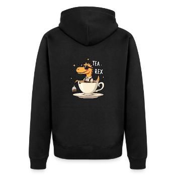 Tea Rex - Unisex Premium Bio Zip Hoodie - Schwarz - Hinten - Nico (187cm)