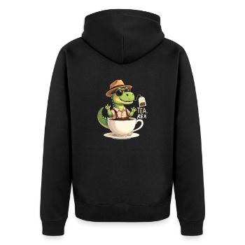 Tea Rex Tyrannosaurus TRex - Unisex Premium Bio Zip Hoodie - Schwarz - Hinten - Nico (187cm)