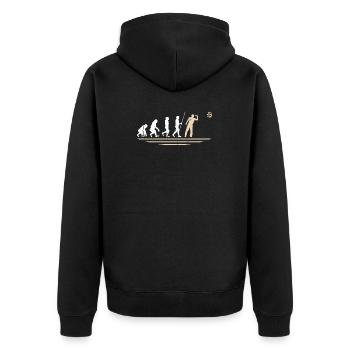 Darting Dartist Darter Evolution Dart - Unisex Premium Bio Zip Hoodie - Schwarz - Hinten - Nico (187cm)