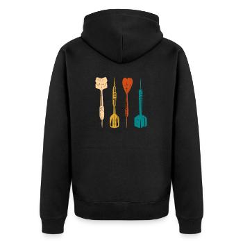 Darting Darted Retro Vintage Dart - Unisex Premium Organic Zip Hoodie - black - Back - Nico (187cm)