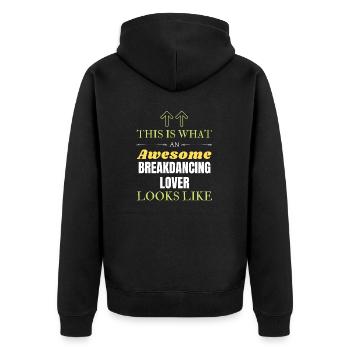 So sieht ein geiler Breakdance-Liebhaber aus l - Unisex Premium Bio Zip Hoodie - Schwarz - Hinten - Nico (187cm)