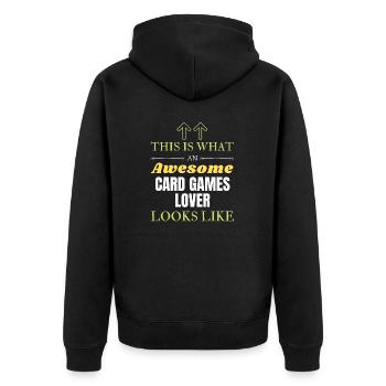 This is what an awesome Card games lover looks lik - Unisex Premium Organic Zip Hoodie - black - Back - Nico (187cm)