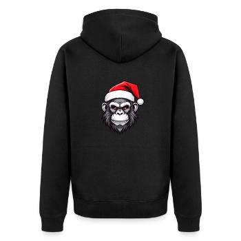 Affe Kopf Weihnachten Portät - Unisex Premium Bio Zip Hoodie - Schwarz - Hinten - Nico (187cm)