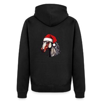 Portrait de Noël tête de cheval - Veste à capuche bio Premium Unisexe - noir - Dos - Nico (187cm)