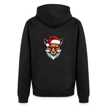 Fox Head Christmas Portrait - Unisex Premium Organic Zip Hoodie - black - Back - Nico (187cm)