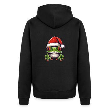 Portrait de Noël à tête de grenouille - Veste à capuche bio Premium Unisexe - noir - Dos - Nico (187cm)