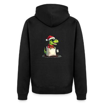 Tea Rex Dinosaurier Weihnachten Tee - Unisex Premium Bio Zip Hoodie - Schwarz - Hinten - Nico (187cm)