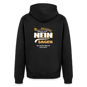 NEIN SAGEN BRÄUTIGAM SAUFEN - Unisex Premium Bio Zip Hoodie - Schwarz - Hinten - Nico (187cm)