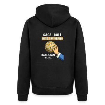 GAGA BALL INTO THE ARENA - Unisex Premium Bio Zip Hoodie - Schwarz - Hinten - Nico (187cm)