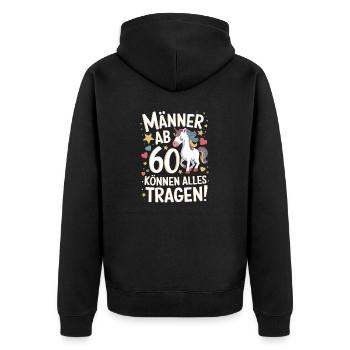 60. Geburtstag Mann 60 Jahre Deko Lustig Geschenk - Unisex Premium Bio Zip Hoodie - Schwarz - Hinten - Nico (187cm)