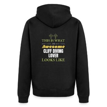 This is what an awesome Cliff diving lover looks l - Unisex Premium Organic Zip Hoodie - black - Back - Nico (187cm)