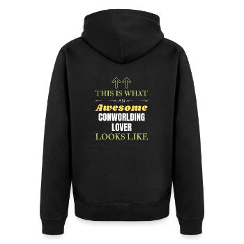 So sieht ein toller Conworlding-Liebhaber aus li - Unisex Premium Bio Zip Hoodie - Schwarz - Hinten - Nico (187cm)