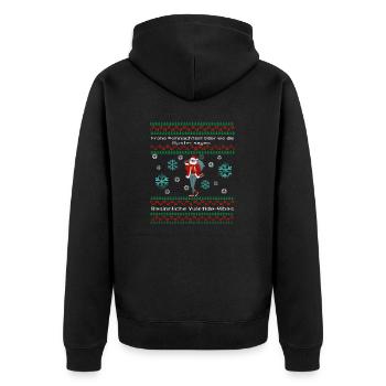 Lustiger Spruch mit Hipster Ugly Christmas - Unisex Premium Bio Zip Hoodie - Schwarz - Hinten - Nico (187cm)