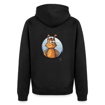 Cooler Cartoon Hase - Unisex Premium Bio Zip Hoodie - Schwarz - Hinten - Nico (187cm)