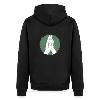 Hand + Dog Paw - High Five - Dog Fan - Unisex Premium Organic Zip Hoodie - black - Back - Nico (187cm)