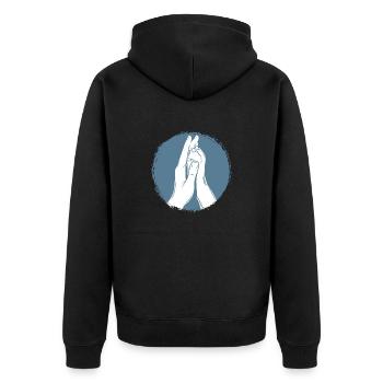 Hand + Dog Paw - High Five - Dog Fan - Unisex Premium Organic Zip Hoodie - black - Back - Nico (187cm)