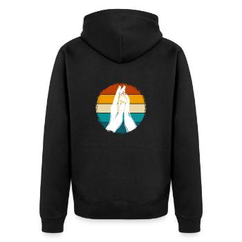 Hand + Dog Paw - High Five - Dog Fan - Unisex Premium Organic Zip Hoodie - black - Back - Nico (187cm)
